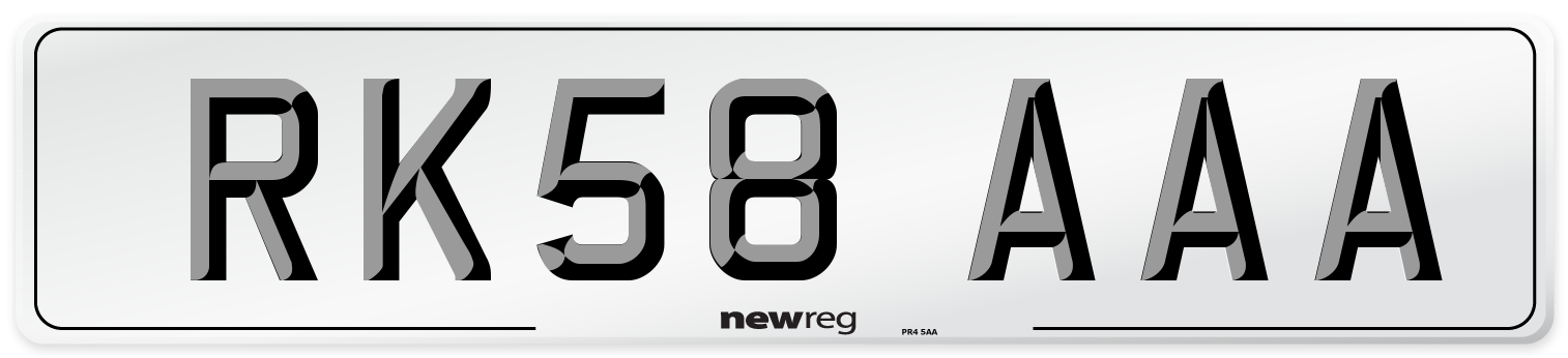 RK58 AAA Number Plate from New Reg